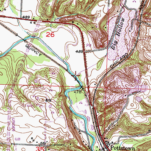 Topographic Map of Big Hollow Creek, IL