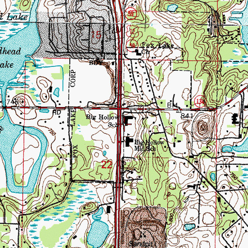 Topographic Map of Big Hollow Elementary School, IL