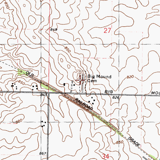 Topographic Map of Big Mound Cemetery, IL