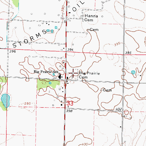 Topographic Map of Big Prairie Cemetery, IL