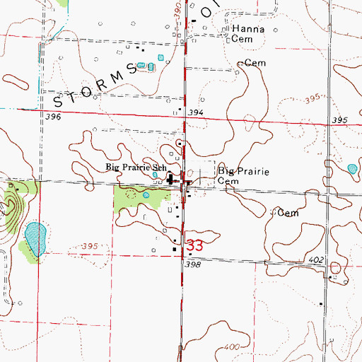 Topographic Map of Big Prairie School, IL