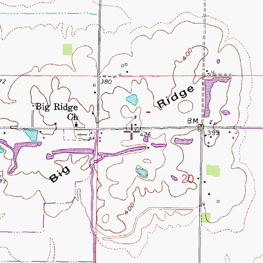 Topographic Map of Big Ridge, IL