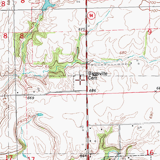 Topographic Map of Biggsville Cemetery, IL