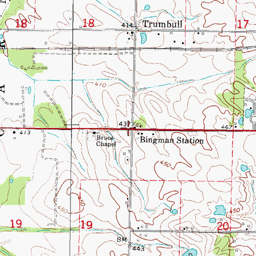 Topographic Map of Bingman Station, IL