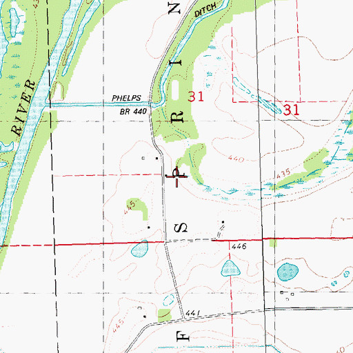 Topographic Map of Biren School (historical), IL