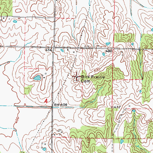 Topographic Map of Birk Prairie Cemetery, IL