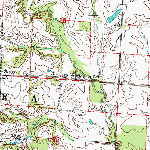 Topographic Map of Birkner Cemetery, IL