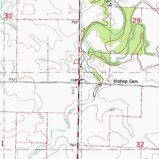 Topographic Map of Bishop School (historical), IL