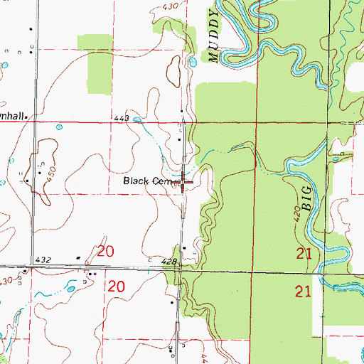 Topographic Map of Black Cemetery, IL