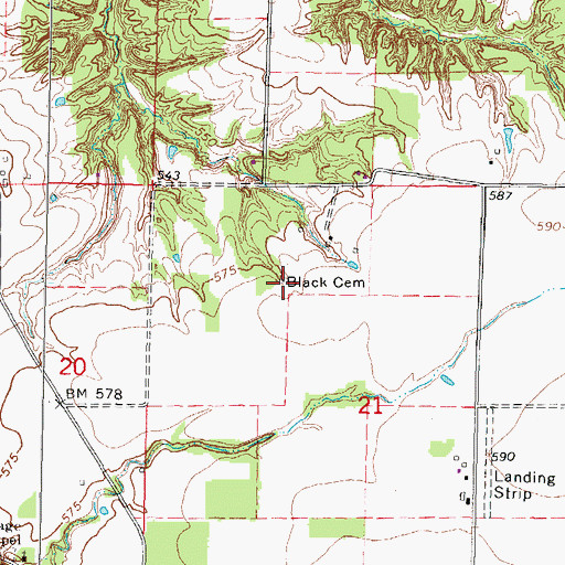 Topographic Map of Black Cemetery, IL