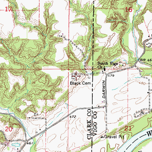 Topographic Map of Black Cemetery, IL