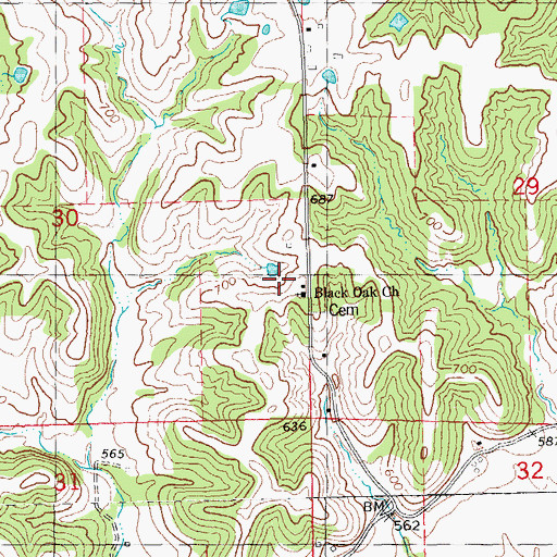 Topographic Map of Black Oak School (historical), IL