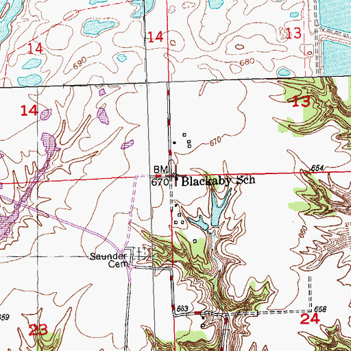 Topographic Map of Blackaby School (historical), IL