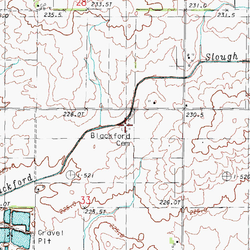 Topographic Map of Blackford Cemetery, IL