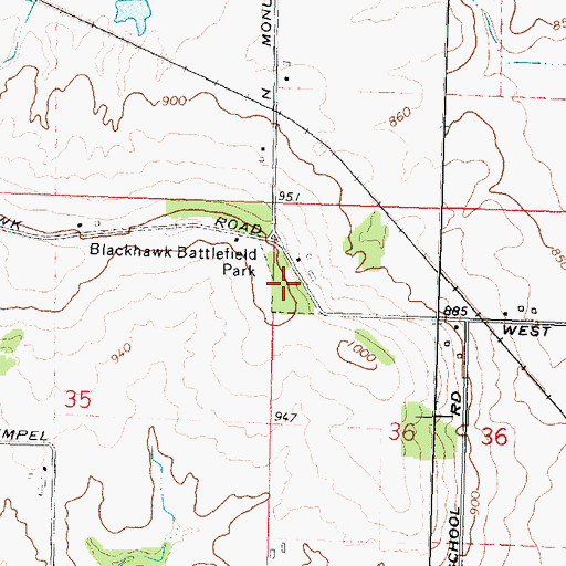 Topographic Map of Blackhawk Battlefield Park, IL