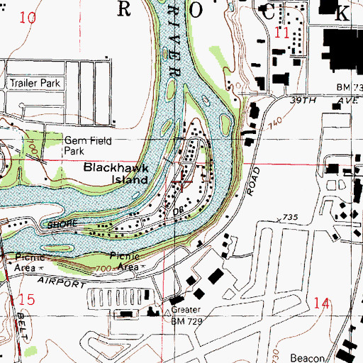 Topographic Map of Blackhawk Island, IL