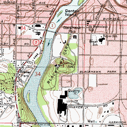 Topographic Map of Blackhawk Park, IL