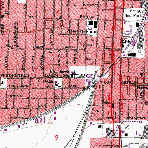 Topographic Map of Black Hawk Elementary School, IL