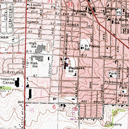 Topographic Map of Blackhawk Elementary School, IL