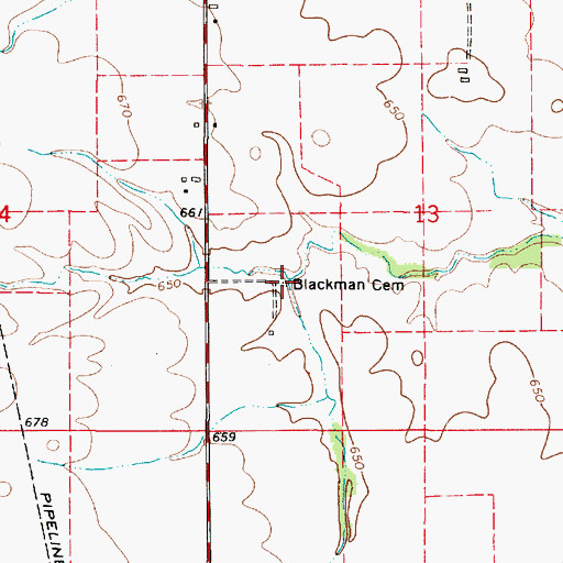 Topographic Map of Blackman Cemetery, IL