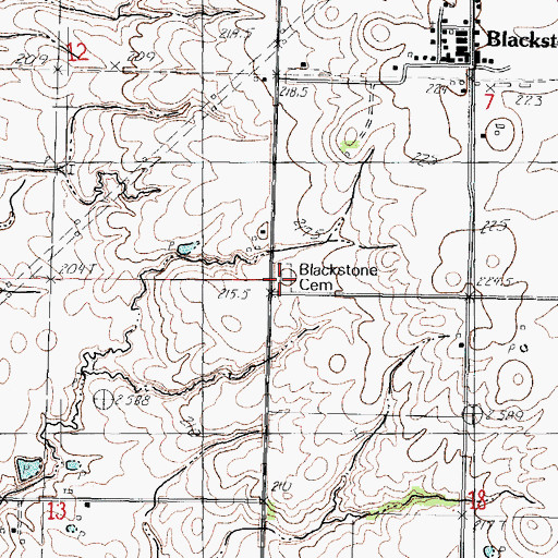 Topographic Map of Blackstone Cemetery, IL