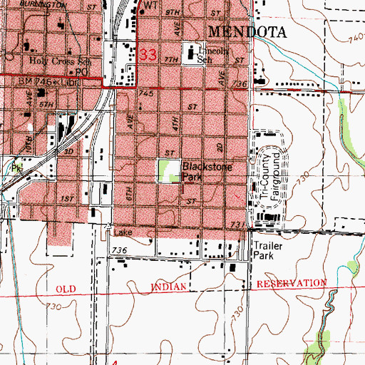 Topographic Map of Blackstone Park, IL