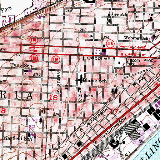 Topographic Map of Blaine-Sumner Middle School, IL