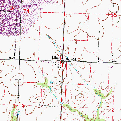 Topographic Map of Blair, IL