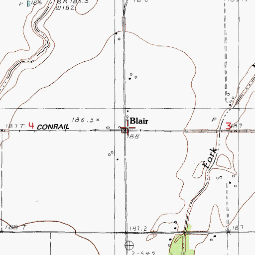 Topographic Map of Blair, IL