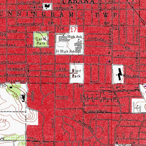 Topographic Map of Blair Park, IL