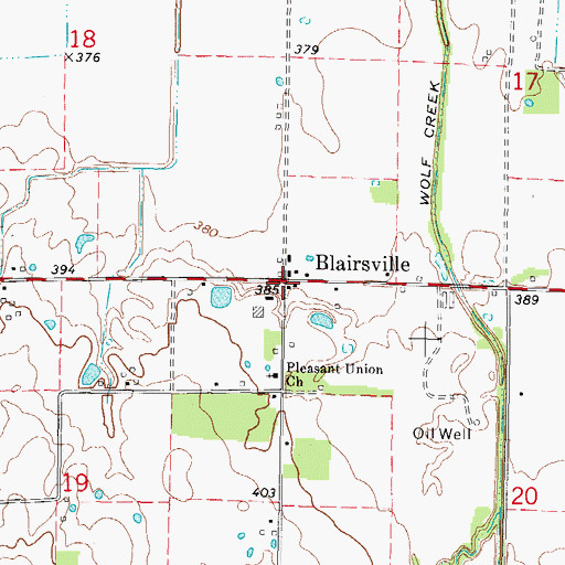 Topographic Map of Blairsville, IL
