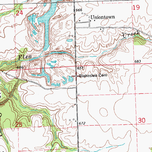 Topographic Map of Blakeslee Cemetery, IL