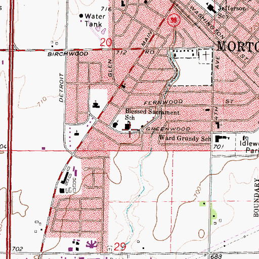 Topographic Map of Blessed Sacrament School, IL