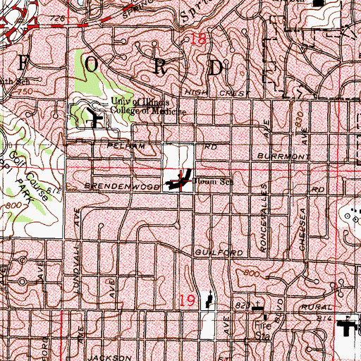 Topographic Map of C Henry Bloom Elementary School, IL