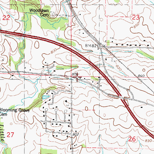 Topographic Map of Blooming Grove Church (historical), IL