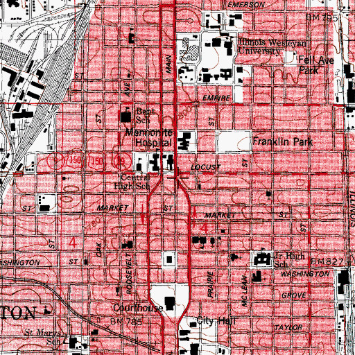 Topographic Map of Bloomington, IL