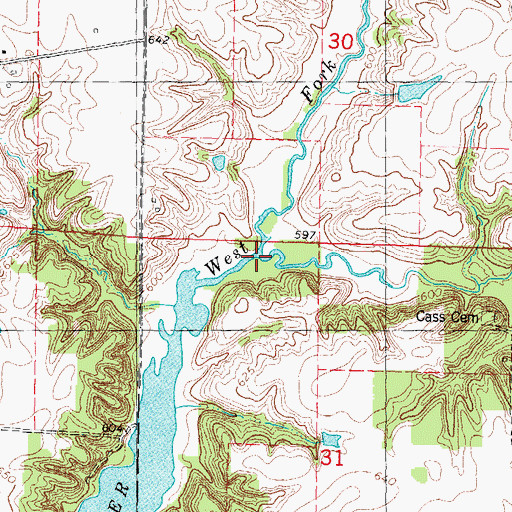 Topographic Map of Blue Grass Creek, IL