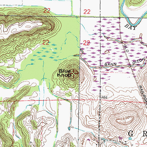 Topographic Map of Blue Knob, IL