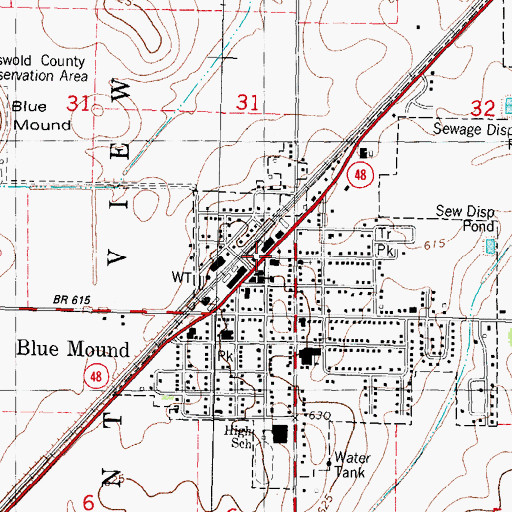 Topographic Map of Blue Mound, IL