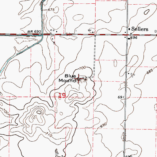 Topographic Map of Blue Mound, IL