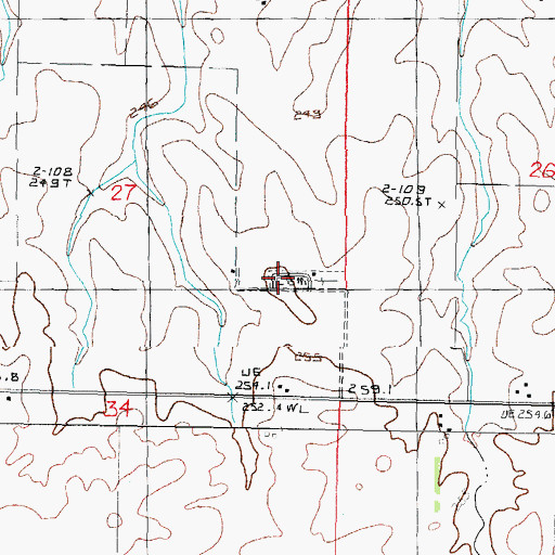 Topographic Map of Blue Mound Township Cemetery, IL