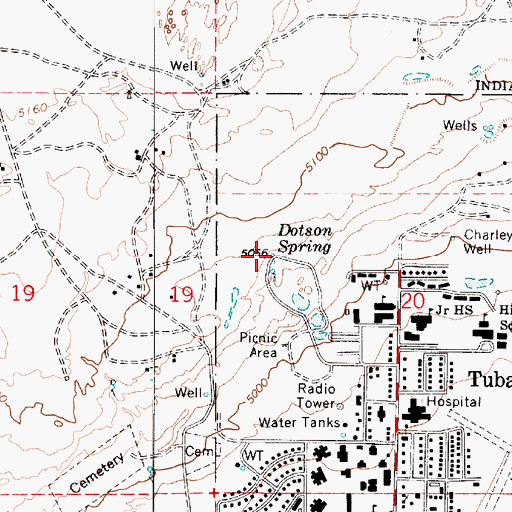 Topographic Map of Dotson Spring, AZ