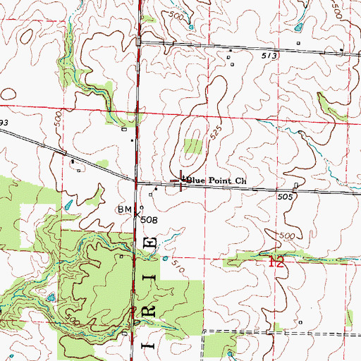 Topographic Map of Blue Point Free Will Baptist Church, IL