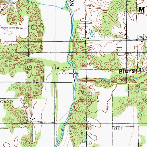 Topographic Map of Bluegrass Creek, IL