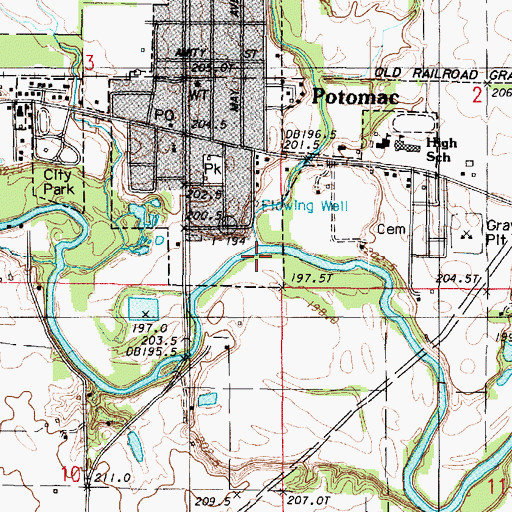 Topographic Map of Bluegrass Creek, IL
