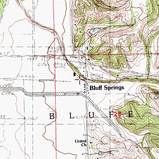 Topographic Map of Bluff Springs, IL