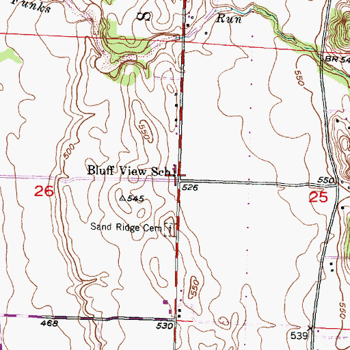 Topographic Map of Bluff View School, IL