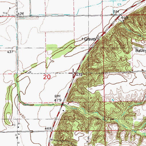 Topographic Map of Bluffdale School (historical), IL