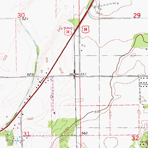Topographic Map of Bluffdale School (historical), IL