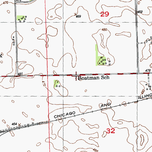Topographic Map of Boatman School (historical), IL